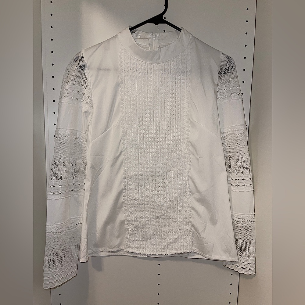 Kids L/ Adult S white long sleeve blouse